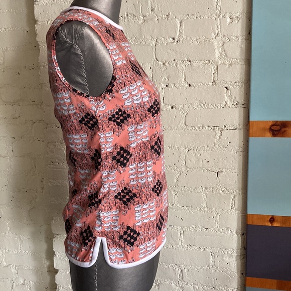 Marni sleeveless bird print cotton top with curved hem size 38 XS - Picture 4 of 11